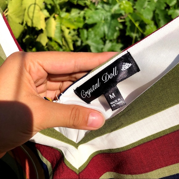 Striped NWOT Crystal Doll wide-leg jumpsuit - Picture 8 of 16